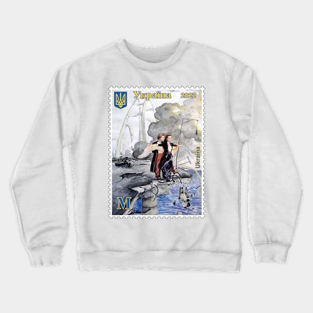 Ukraine Stamp Crimean Bridge Crewneck Sweatshirt by Vladimir Zevenckih